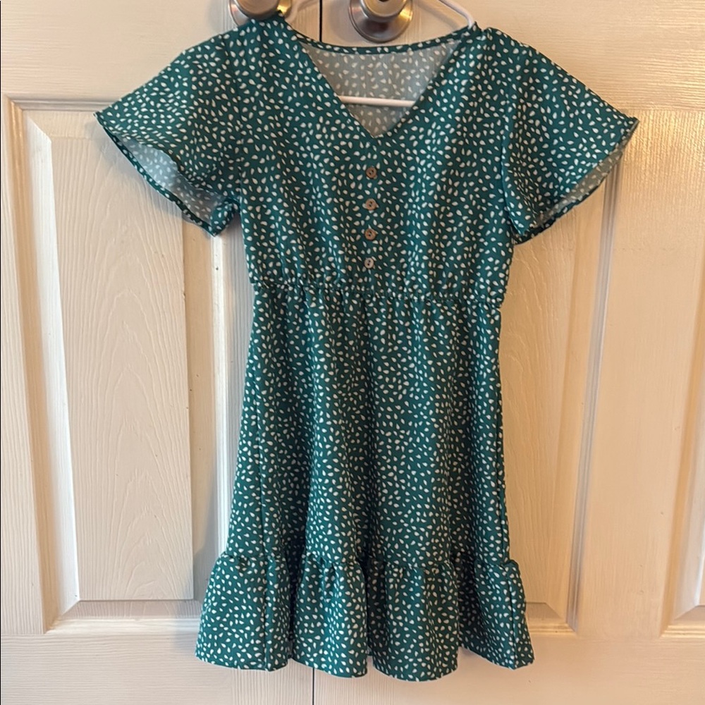 Green Smocked Sundress with Flutter Sleeves